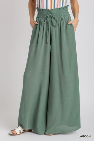 Palazzo Wide Leg Pants with Tie Strap