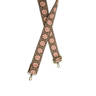 2" Pink Rosette Embroidered Guitar Strap