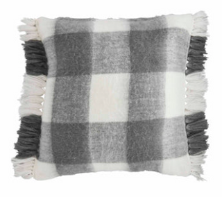 Gray Checked Brushed Pillow