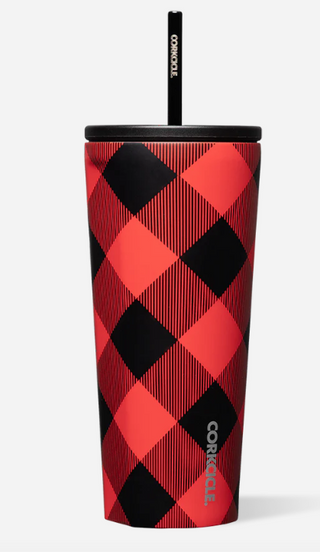 Cold Cup- 24oz Buffalo Plaid Red