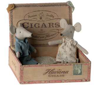 Mum And Dad Mice In Cigar Box