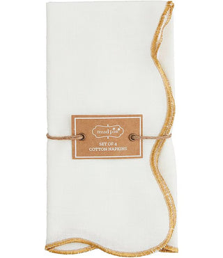 Gold Scalloped Cloth Napkins