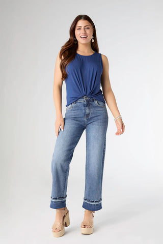 EverStretch Wide Leg Ankle with Raw Contrast Bottom