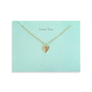 Love You Floral Card and Gold Heart Necklace