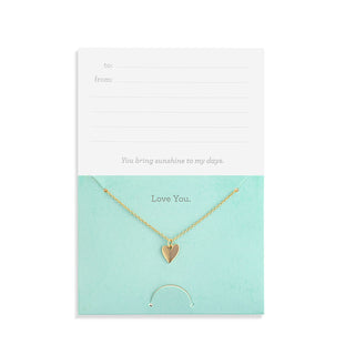 Love You Floral Card and Gold Heart Necklace