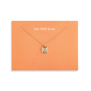 Get Well Soon Floral Card + Gold Heart Necklace