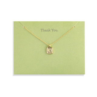 Thank You Floral Card and Gold Heart Necklace