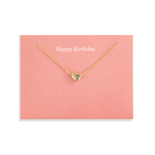 Happy Birthday Floral Card + Gold Heart Necklace
