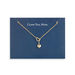 Love You Mom Floral Card + Gold Heart Necklace