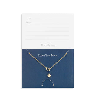 Love You Mom Floral Card + Gold Heart Necklace