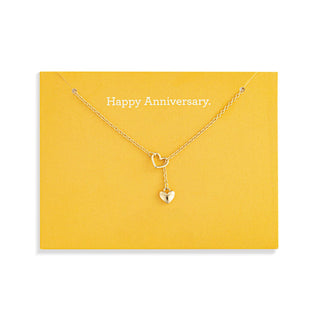 Happy Anniversary Floral Card + Gold Heart Necklace