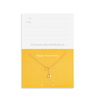 Happy Anniversary Floral Card + Gold Heart Necklace