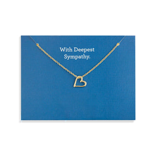 With Deepest Sympathy Floral Card + Gold Heart Necklace