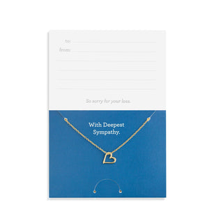 With Deepest Sympathy Floral Card + Gold Heart Necklace