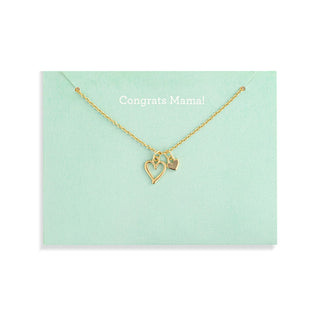 Congrats Mama Floral Card + Gold Heart Necklace