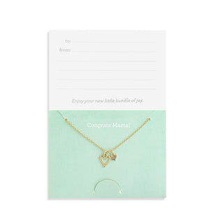 Congrats Mama Floral Card + Gold Heart Necklace