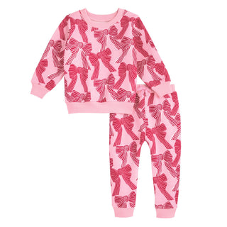 Bow Print Short Sleeve 2-Piece Set