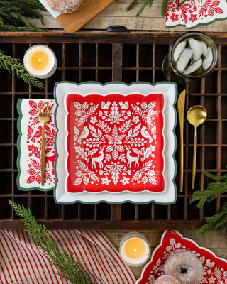 WDC1339 - Red Woodland Christmas Paper Dinner Napkins
