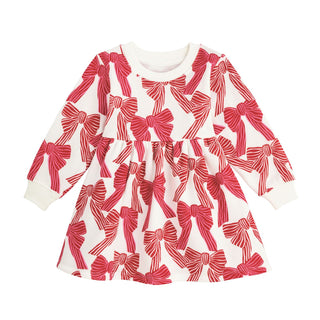Bow Print Short Sleeve Dress
