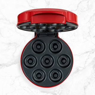 7- COUNT MINI DONUT MAKER DOUGHNUTS RED STAINLESS STEEL