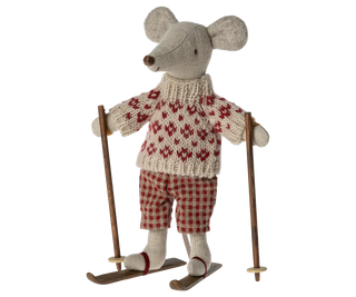 Maileg Winter Mouse With Ski Set, Mum