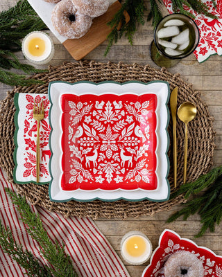 WDC1339 - Red Woodland Christmas Paper Dinner Napkins
