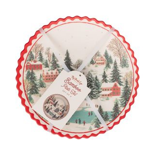 CHR1319 - Snowy Christmas Village 9" Bamboo Plates