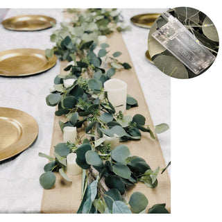 70"Lighted Artificial Grey green Eucalyptus Garland seeded