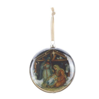 Glass Disk Nativity Ornament