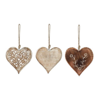 White Washed Wood Heart Ornament