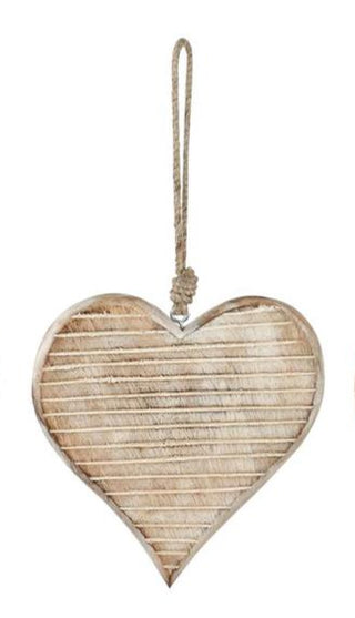 White Washed Wood Heart Ornament