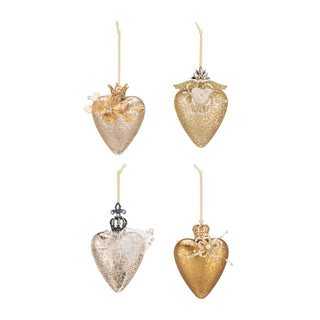 Rhinestone Heart Blown Glass Ornament
