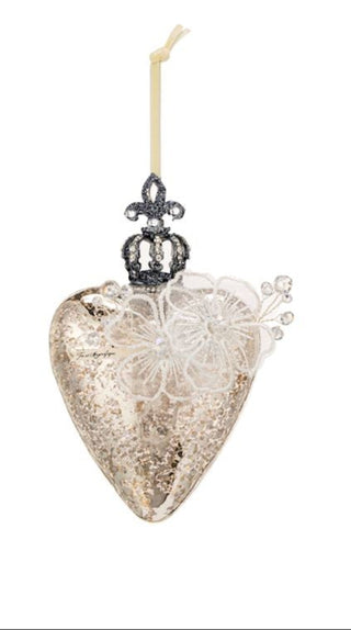 Rhinestone Heart Blown Glass Ornament