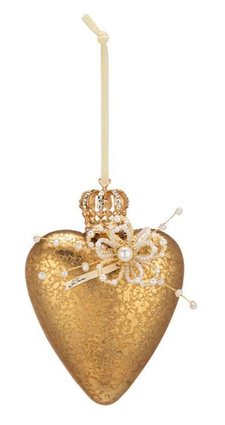 Rhinestone Heart Blown Glass Ornament