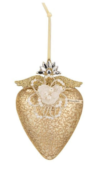 Rhinestone Heart Blown Glass Ornament