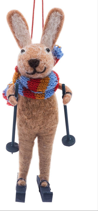 Felt Rabbit & Fox Ski Ornament