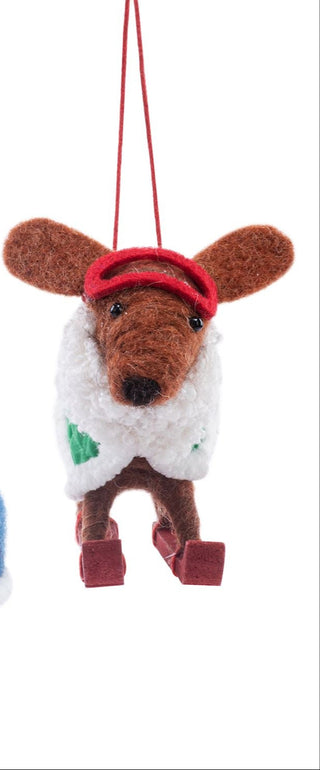 Felt Dachshund & Doberman Snow Dog Ornament