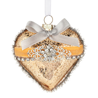 Gold Heart w/Ribbon Tinsel Ornament