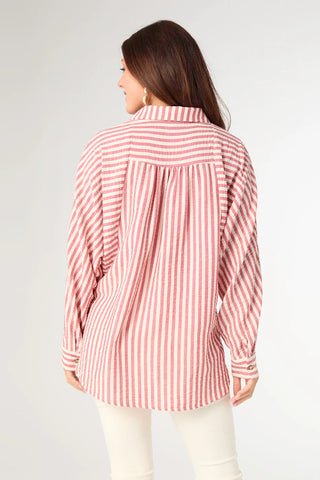 Kathy Relaxed Fit Button Front Striped Top
