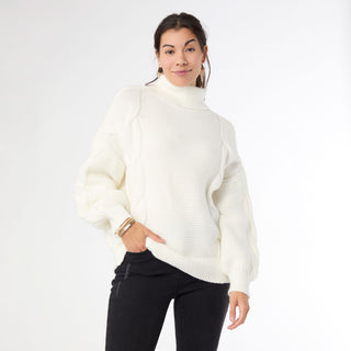 Hennie Cable Knit Turtleneck Sweater