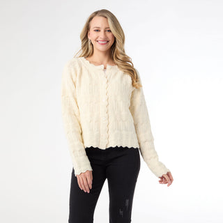 Regina Cardigan with Scalloped Trim