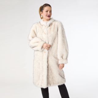 Marvella Long Faux Fur Coat - Ivory/Black