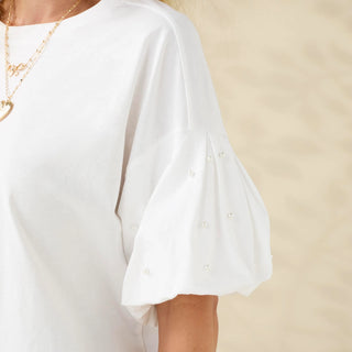 Camille Top with Pearl Puff Sleeve