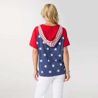 Brianna Hooded Tee with Stars & Stripes