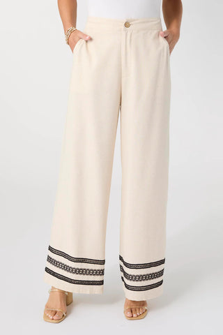 Isabelle Linen Pant with Crochet Trim