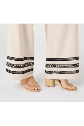 Isabelle Linen Pant with Crochet Trim