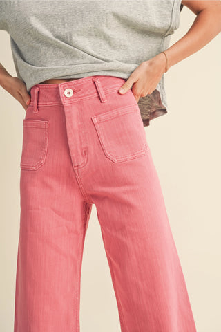 Straight Wide Leg Pants Raspberry