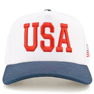 C.C White Crown Flag Letter on Two Tone Trucker Hat
