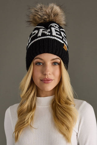 Black & White Apres Pom Hat