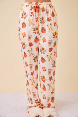 Pumpkin Spice Fall Print Pajama Set